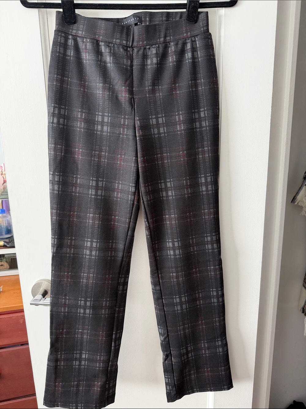 Women’s Black Plaid Dress Stretch Pants